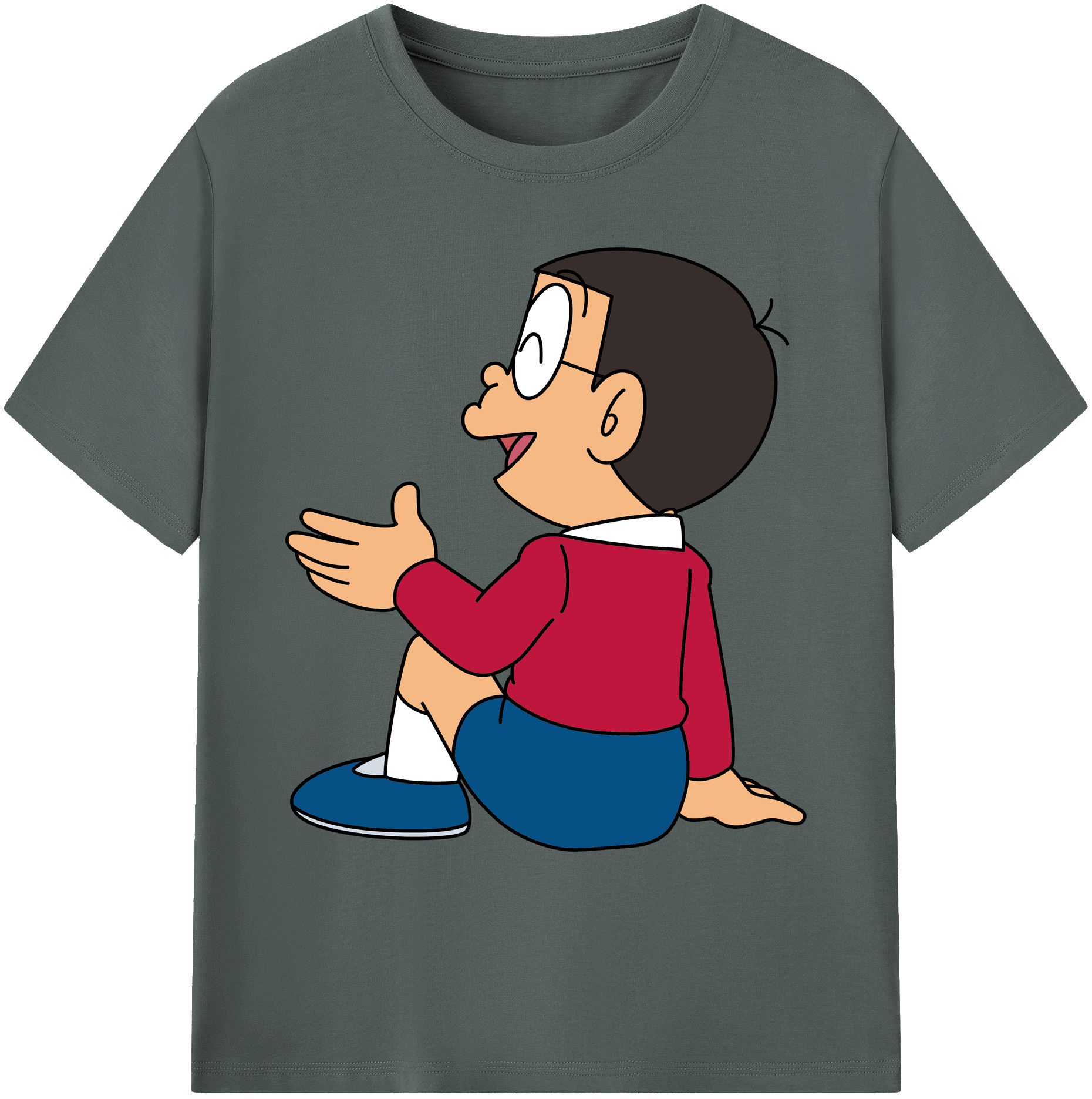 （画像用） ドラえもん 野比 のび太 Doraemon Nobita Nobi 綿100％ メンズ半袖Tシャツ｜肌触りやわらか＆通気性